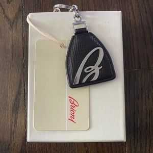 NWT Brioni Keychain Brown Leather Made In Italy